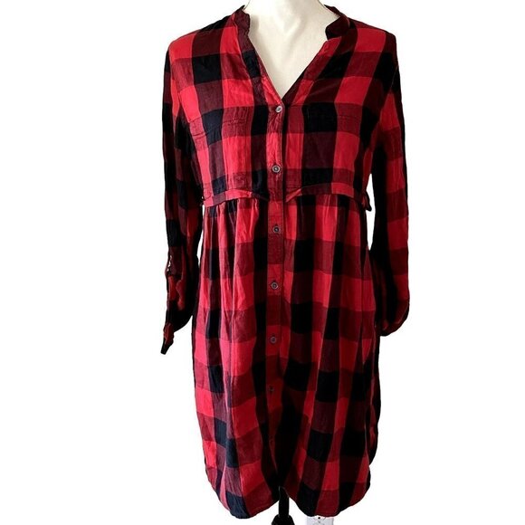 🍁 3/$25 🍁 SO Buffalo T-Shirt Dress | Red & Black | Size Large - Picture 1 of 6